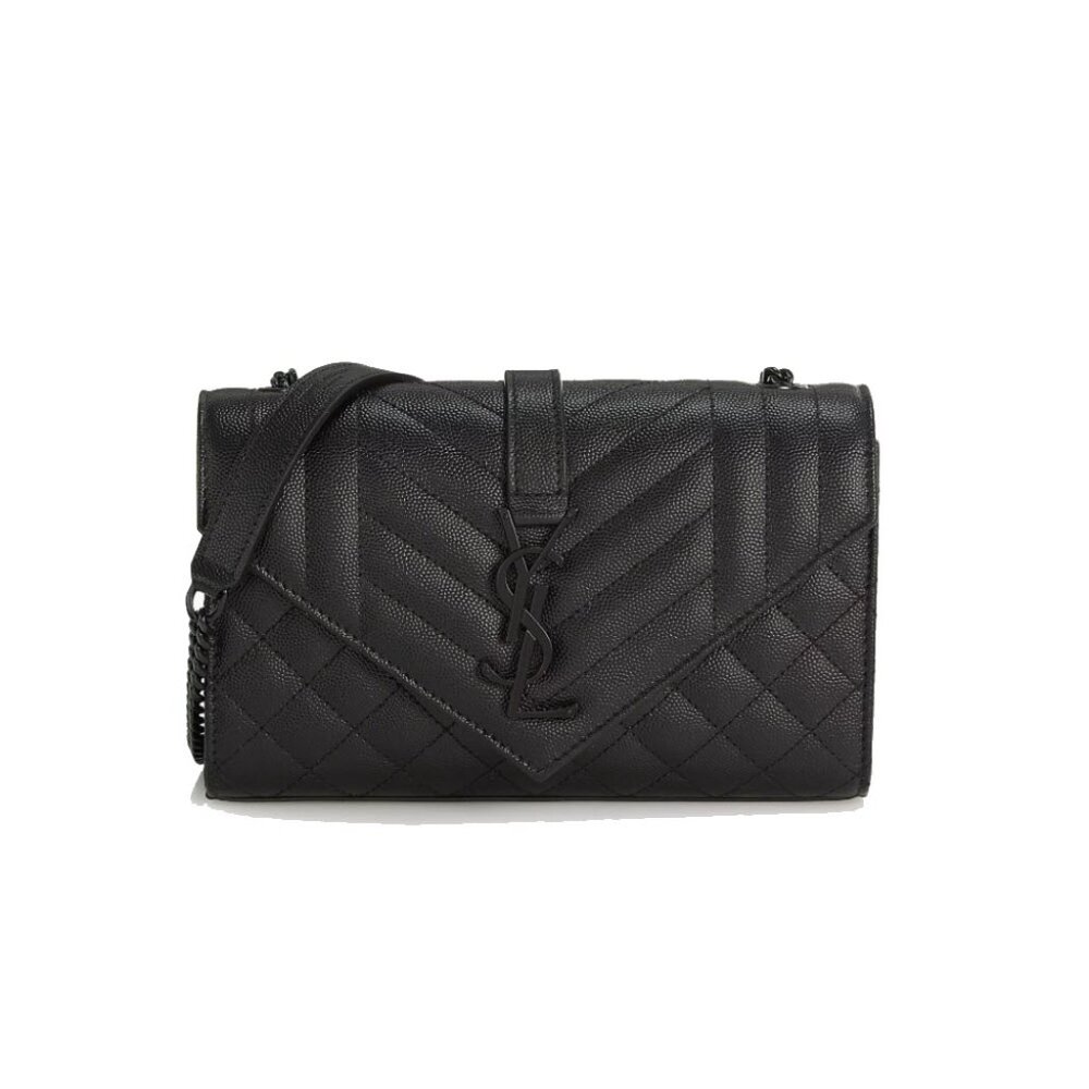 SAINT LAURENT Grain De Poudre Textured Mixed Matelasse Triquilt Small Monogram S